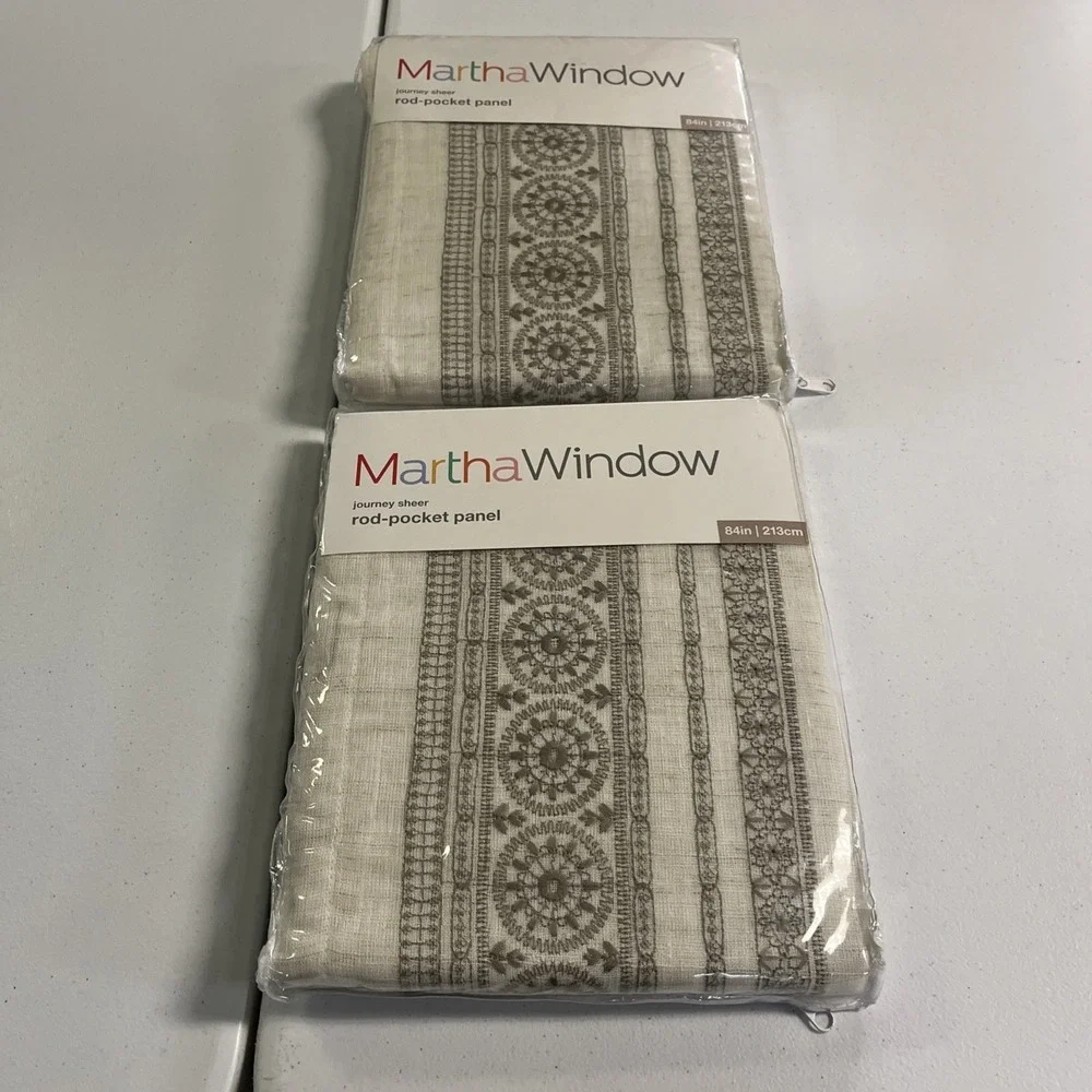 Martha Window‎ Journey Sheer Rod Pocket Panel Aluminum Khaki Set 50x84